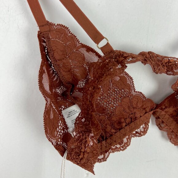 NWT We are HAH Chi Bralittle Bralette Bra Milk Chocolate Brown Lace Size XS NEW - Picture 7 of 9